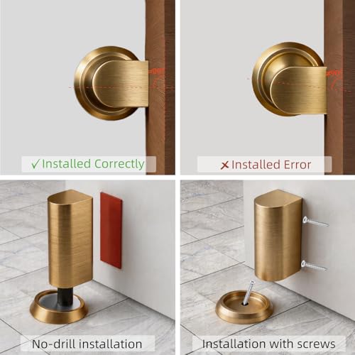 PANALI Magnetic Door Stopper, Door Stop Floor Mount, 1Pack, Gold - color: Bright Gold
