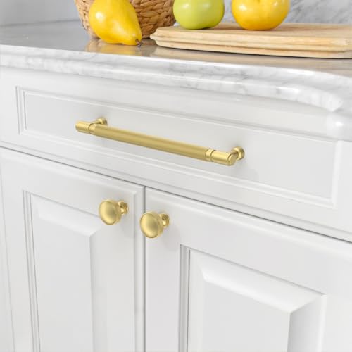 Asidrama 10 Pack 7.5 Inch(192mm) Brushed Gold Cabinet Pulls Knurled Kitchen Cabinet Handles, Cabinet Pulls Kitchen Cabinet Hardware for Cupboard Drawer Pulls - color: Brushed Gold, size: 7.5" Hole Center, style: 10 Pack