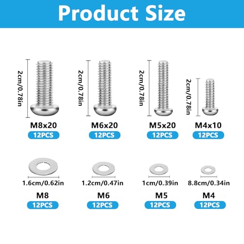 48 SetsTV Bracket Screws for Back of TVs,Universal TV Mounting Hardware Kit