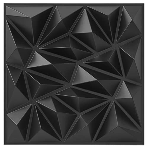 Art3dwallpanels 33 Pack 3D Wall Panels, Black PVC | Modern Raised 3D Wall Tiles, Waterproof Fireproof, 33 Sheets Large Pack, Easy DIY Mount for Residential Commercial Wall - color: Black