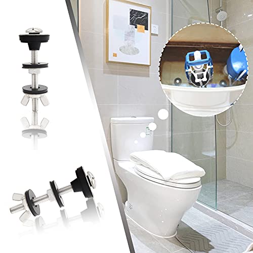 Universal Toilet Tank to Bowl Bolts Kit, Heavy Duty Toilet Bolts, Waterproof Stainless and Rubber Washers Gaskets with Extra Long Nut Screw for Fastening (Silver) (2, Short) - size: Short