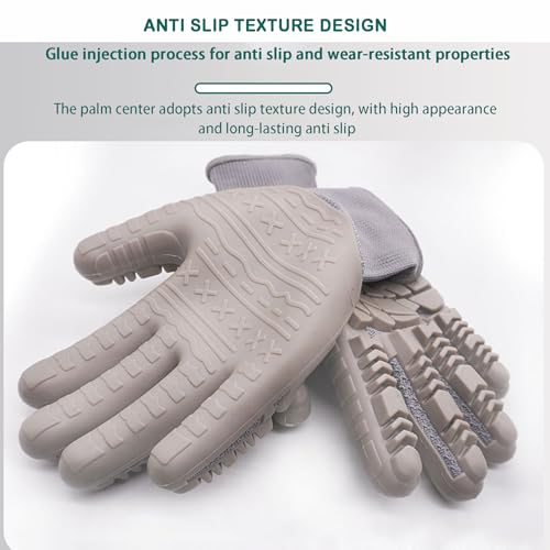 Pro-Grade TPE Anti-Vibration Non-Slip Gloves, Heavy Duty Work Gloves, Reinforced Grip for Construction/Machinery - color: Shockproof& Crashproof-l