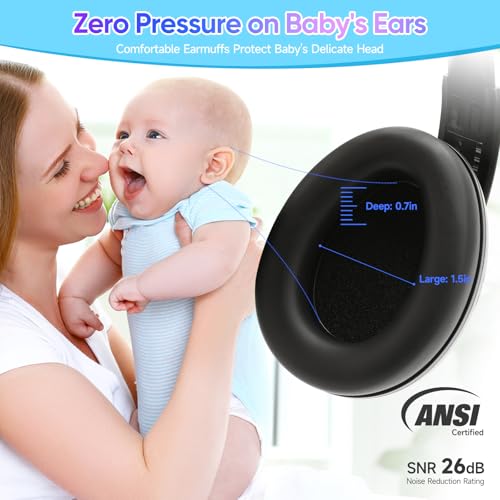 Floriogra Baby Headphones for Noise - [Upgraded Baby-Friendly Version] Ear Muffs Noise Protection Noise Cancelling Headphones - Ear Protection for 3 Months to 2 Years - color: Black