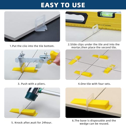 1/8” Tile Leveling Clips 4000 PCS Tile Leveling System Kit Tile Spacers, Prevent Tile lippage, Professional Ceramic Tile and Stone Leveler Installation (1/8 IN, 4000) - size: 1/8” 4000