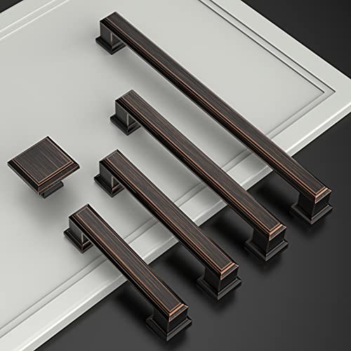 Amerdeco 10 Pack Oil Rubbed Bronze Cabinet Pulls 3" | Cabient Hardware Kitchen Cabinet Handles for Bathroom Drawer Pulls Dresser Pulls ZH0001 - color: Oil Rubbed Bronze, size: 3" hole center, style: 10 Pack