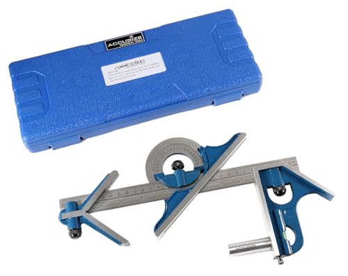 Accusize Industrial Tools Combination Square Set, 12''/300mm, 4 Pcs/Set, 0000-8108 - size: 12"/300mm