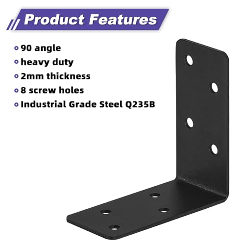 20Pcs Corner Braces,3x3x1.5 Black L Brackets,Right Angle Bracket - size: 3X3X1.5''