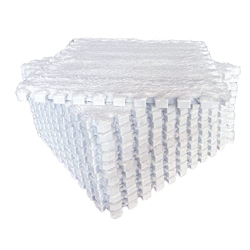 12pcs Tiled Puzzle Play Mats, White - color: White