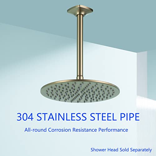 Shower Arm with Flange 8 Inches Ceiling Mount Straight Arm Ceiling-Mounted High Pressure Rain Brushed Gold,SW-91038-8BG. - color: R-angle Square Flange-8" Brushed Gold