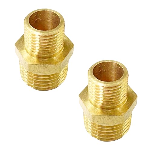 1/4" x 1/8" Male Threaded Hex Nipple Reducer Brass NPT Pipe Fitting Adapter Straight Connectors Pack of 2 - size: 1/4" x 1/8" -2 Pack