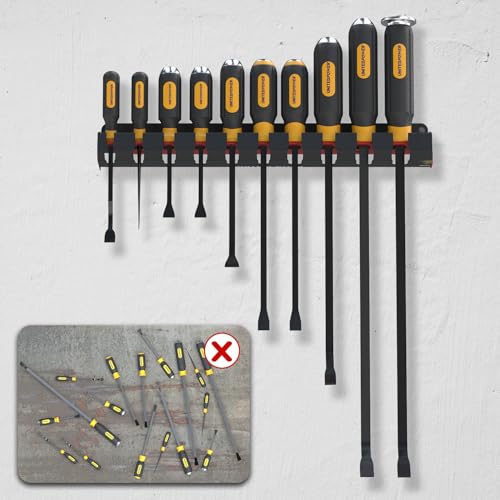 UNITEDPOWER Pry Bar Holder, Lockable Wall Mount Storage Rack Organizer for Workshop, Shed, Garage, Home, Stores up to 10 13 Tools or Extensions - style: Pry Bar Holder