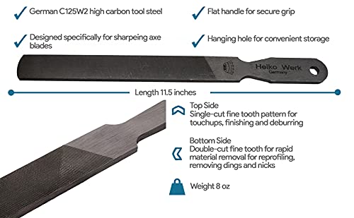1844 Helko Werk Germany Dual Sided 11.5 Inch Axe Sharpener Heavy File 22102 - size: Heavy File #22102
