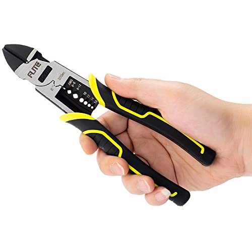 3 in 1 Multifunction Wire Cutters Heavy Duty,8 inch Linemans Pliers Diagonal Cutting Pliers, Wire Stripper,Flush Cutters Chrome Vanadium Steel Forged
