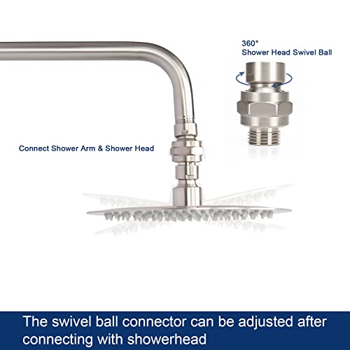 NearMoon Shower Head Swivel Ball Adapter - Solid Brass Shower Connector Ball Joint Adjustable Universal Shower Arm Extension Component (Brushed Nickel) - color: Brushed Nickel