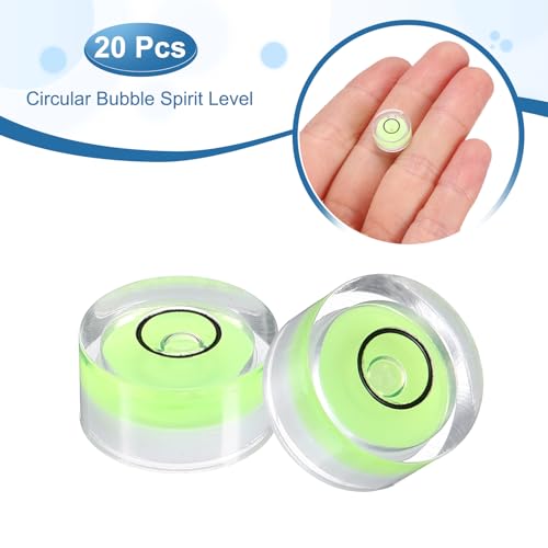 HARFINGTON 20pcs Circular Bubble Spirit Level 12x6mm Mini Round Bubble Spirit Level Little Measuring Layout Tools for TV Industrial Carpentry Picture Frame, Green/Black - color: Green/Black, size: 12x6mm