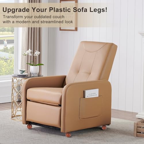 4 Inch Wooden Sofa Legs of 4 Wood Furniture Legs Couch Feet Wooden Round Sofa Furniture Replacement Sofa Legs Replacement for Sofa Couch Chair Cabinet Dresser Ottoman Bed Riser, 4 Pack - color: Brown
