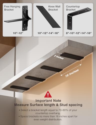 BATODA 8” Countertop Support Steel Brackets (4 PCS), Heavy Duty L Bracket - size: 8 Inch