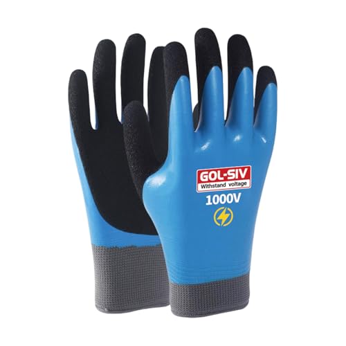 Electrician Gloves, 1000V ASTM D120 Certified, Blue Large - color: Blue-1pc, size: 1000V-Large