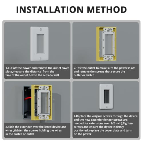 ABS 1/2 Inch Outlet Box Extender, Single Gang, Yellow, 1 Pack - color: Yellow, size: 1 PC