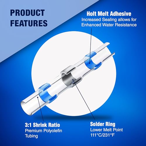 New Age America® 400pcs Solder Seal Wire Connectors Kit KableSeal™ | AWG 26-10 | Marine Heat Shrink Wire Connectors | Insulated Solderless Splice | Waterproof Butt Splice Terminals | UL - style: 400 PCS | AWG 26-10