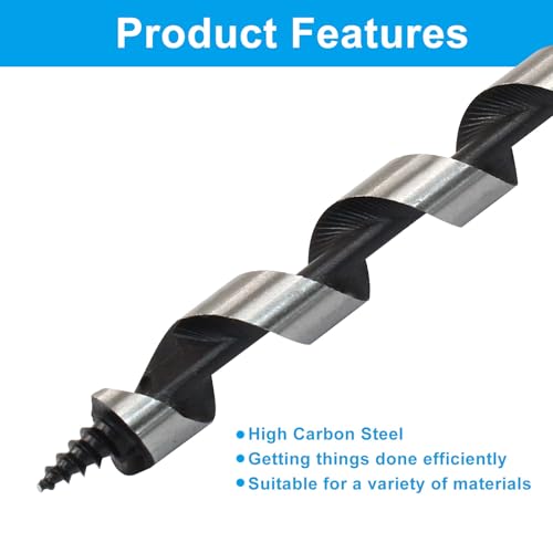 3/8 Inch Wood Auger Drill Bit 12 Inch Long Hex Shank for Hardwood - size: 3/8 x 12 Inch