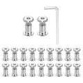 HARFINGTON 20 Set M6x12mm Hex Drive Socket Cap Bolt and M6x12mm Nuts with M4 Hex Wrench, Furniture Connector Bolts and Screws for Furniture Countersunk Belt, Silver - size: M6x12mm, M6x12mm