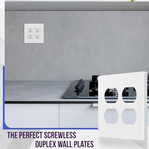 ENERLITES Screwless Double Duplex Outlet Covers Wall Plate, 1 Pack, White - color: White, size: Screwless