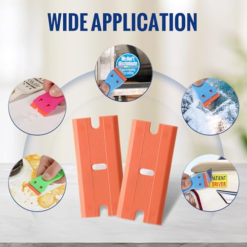 WORKPRO 200 Pack Plastic Razor Blades, Double Edge Scraper Refills - size: 1.5" x 0.7"
