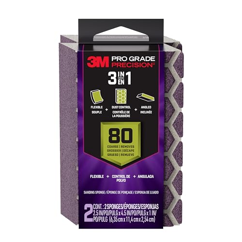 3m Sanding Sponge,Ceramic,Coarse,PK2 DCDA80-PGP-2T - 1 Each - size: 2.5 in x 4.5 in x 1 in - 2 Sponges, style: 80 Grit Coarse