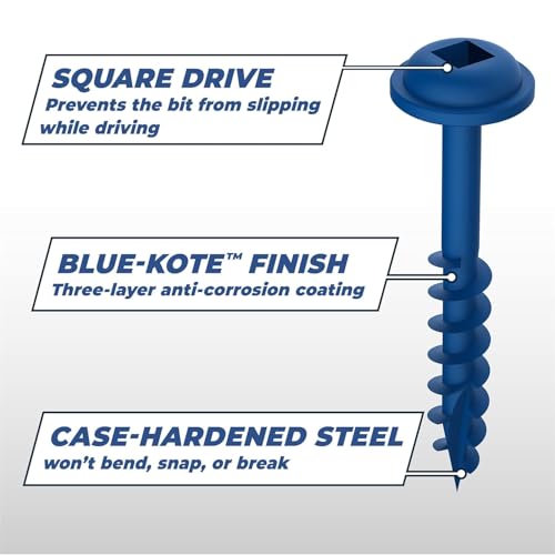 Kreg Blue-Kote Pocket-Hole Screws, SML-C250B-50, 50 Count, 2-1/2 Inch