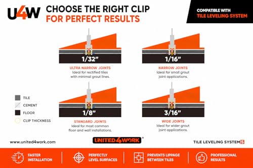 1/8" Tile Leveling System Clips – 750 PCS Tile Spacers for Floor & Wall Tile Installation – Professional Tile Leveling Clips for Ceramic & Porcelain Tile – Easy to Use – Clips Only - size: 750Pcs 1/8" (3,0 mm)