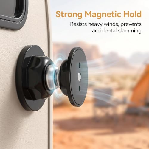 RV Magnetic Door Catch with Adhesives Screws - Easy to Install Camper Trailer Door Holder, Sturdy Stopper for RV Accessories (M) - size: Medium