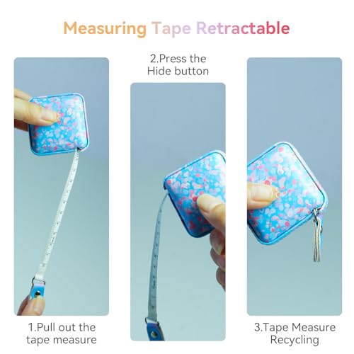 Mini Retractable Soft Tape Measure for Sewing, Cloth Fabric Body Measurements, LCE Blue - color: Ice blue