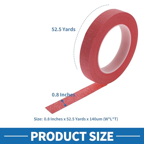 Painters Tape Easy Removal 0.8 Inches x 52.5 Yards Red - color: Red, size: 0.8 Inches x 52.5 Yards