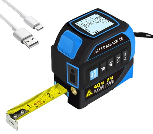 4-in-1 Laser Digital Measuring Tape & 40m/131ft Laser Distance Meter - color: Blue, size: Laser 131 ft