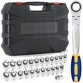 haisstronica 24 in 1 Flex-Head Ratcheting Wrench Set, Metric and SAE - size: Metric&SAE-24 in 1