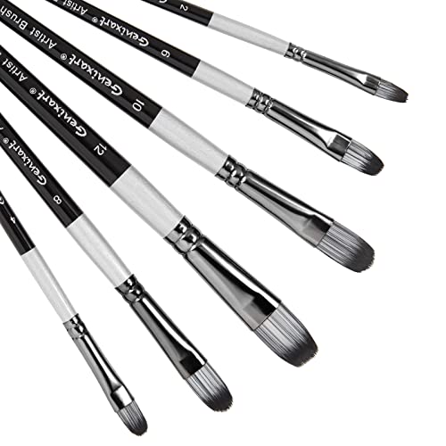 Genixart Filbert Paint Brush Set - Art Paintbrushes Acrylic Oil Watercolor - size: Filbert - 6 Pcs