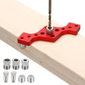 HARFINGTON Floating Shelf Bracket Dowel Jig Kit, Aluminum Alloy Self Centering Straight Punching Hole Drill Guide, DIY Woodworking Tool Doweling Jig for Shelves Cabinet Furniture, Red - color: Red