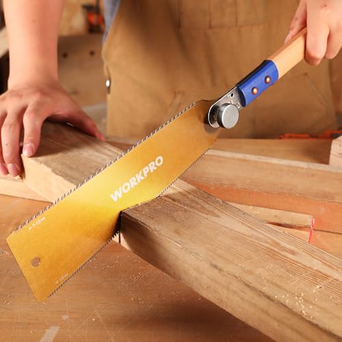 WORKPRO 10'' Japanese Pull Saw, Double-Edged Hand Saw with 7-10&18 TPI - size: 10'' - Wide Head