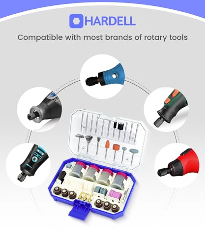 HARDELL 287Pcs Rotary Accessory Kit w/ 1/8" Shanks, for Cutting & Polishing - color: Blue+White