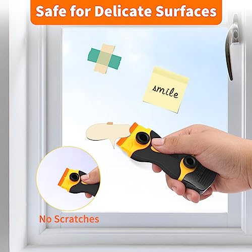 Razor Blade Scraper Tool - Razor Scraper with 40 Metal & Plastic Blades - color: Yellow