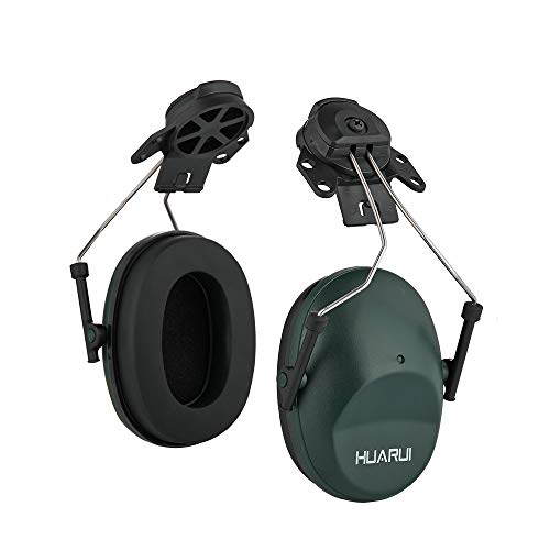 Noise Cancelling Helmet Attachable Ear Muffs Blocking Sound Reduction Ear Protection for Construction Site,Adaptors - color: Dark Green