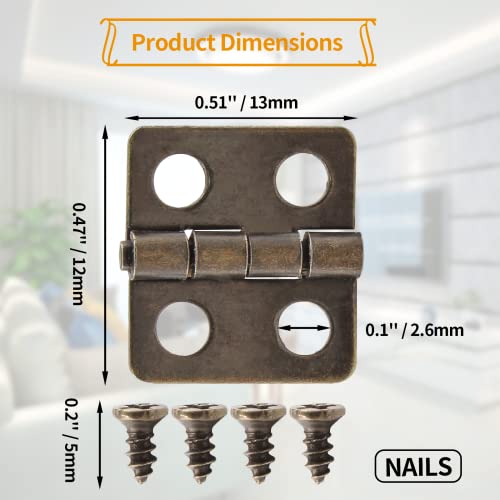 Mini Hinges, 13 x 12 mm, Antique Bronze, 30 Pcs - color: Bronze(30pcs), size: 13 x 12mm