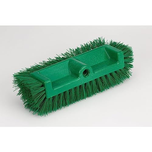 SPARTA Multi-Level Tile Scrub Brush 12" Wide Brush Head, Heavy-Duty Tile Cleaning Brush with End Bristles for Commercial Tiles, Tubs and Floor, Plastic, 12 Inches, Green - color: Green