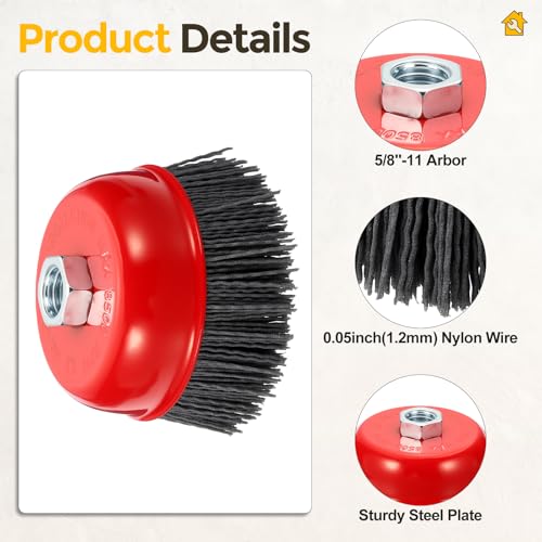 4pcs 4in Wire Cup Brush for Angle Grinder, 5/8"-11 Arbor, 180 Grit - size: 4 inch