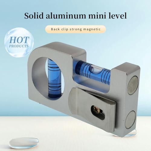 Solid aluminum alloy Mini level ruler portable mini level bubble meter with magnetic function TV stand installation (Silver Blue) - color: Silver Blue