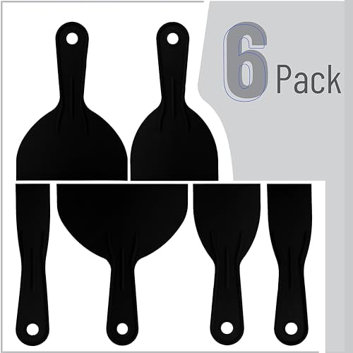 Bates 6 Pack Black Plastic Putty Knife Set - Paint Scraper, Spackle Tool, Spreader - color: Black, size: 1.5, 2, 3, 4, 5, 6 Inches, 6 Pack