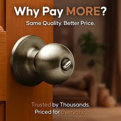 Copper Creek BK2030AB Ball Door Knob, Privacy Function, 1 Pack, in Antique Brass - color: Antique Brass, size: 1 Pack, style: Privacy