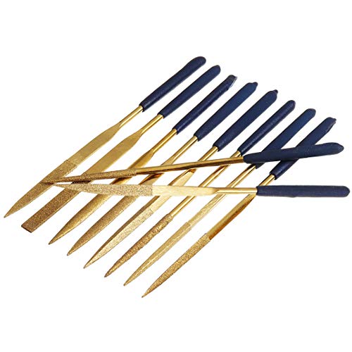 YAKAMOZ 10Pcs Titanium Diamond Needle File Set, 5x180mm Polishing Tool