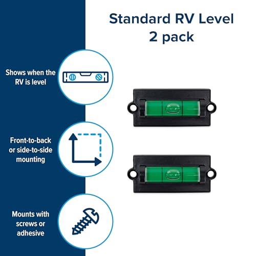 Camco Camper/RV Level - Features Front to Back/Side to Side RV Leveling - Easy Install w/Screws or Adhesive Tape - 2-Pack (25523)